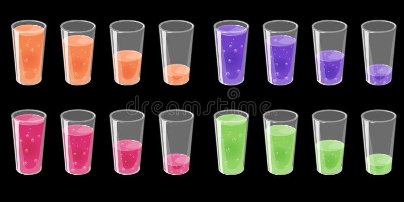 Fije de vidrios con el jugo chispeante fresco Lleno y vac?o V libre illustration Fije de vidrios con el jugo chispeante fresco Lleno y vac?o V libre illustration
