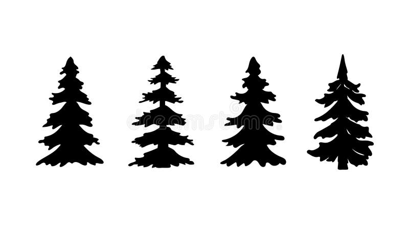 Fije de árbol o del árbol de navidad de pino de la silueta Ilustraci?n del vector
