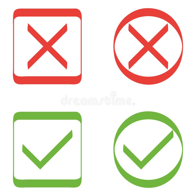 Fije del control moderno Mark Icons en colores monocromáticos rojos, verdes aislado en el fondo blanco libre illustration Fije del control moderno Mark Icons en colores monocromáticos rojos, verdes aislado en el fondo blanco libre illustration