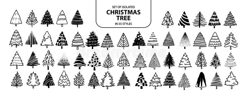 Fije del árbol de navidad aislado en 55 estilos