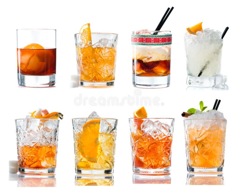 Fije el cóctel alcohólico con el whisky foto de archivo libre de regalías Fije el cóctel alcohólico con el whisky foto de archivo libre de regalías