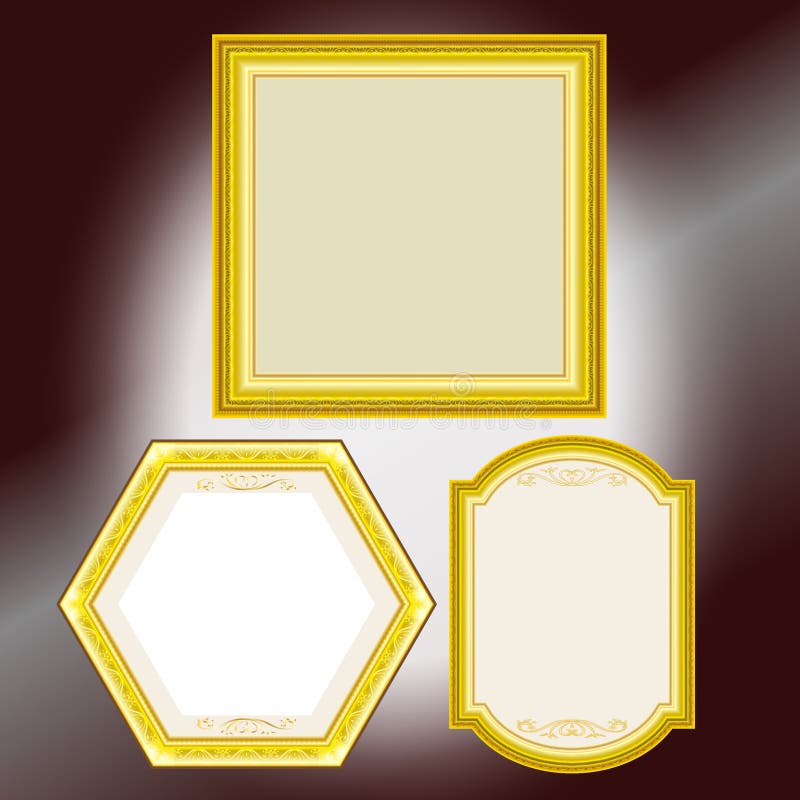 Fije el ejemplo del vector del diseño de los marcos del oro del vintage libre illustration Fije el ejemplo del vector del diseño de los marcos del oro del vintage libre illustration