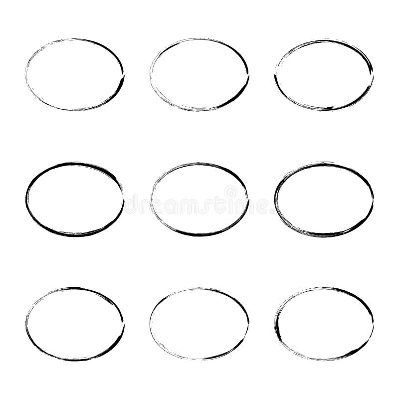 Fije el marco oval exhausto de la mano stock de ilustración Fije el marco oval exhausto de la mano stock de ilustración