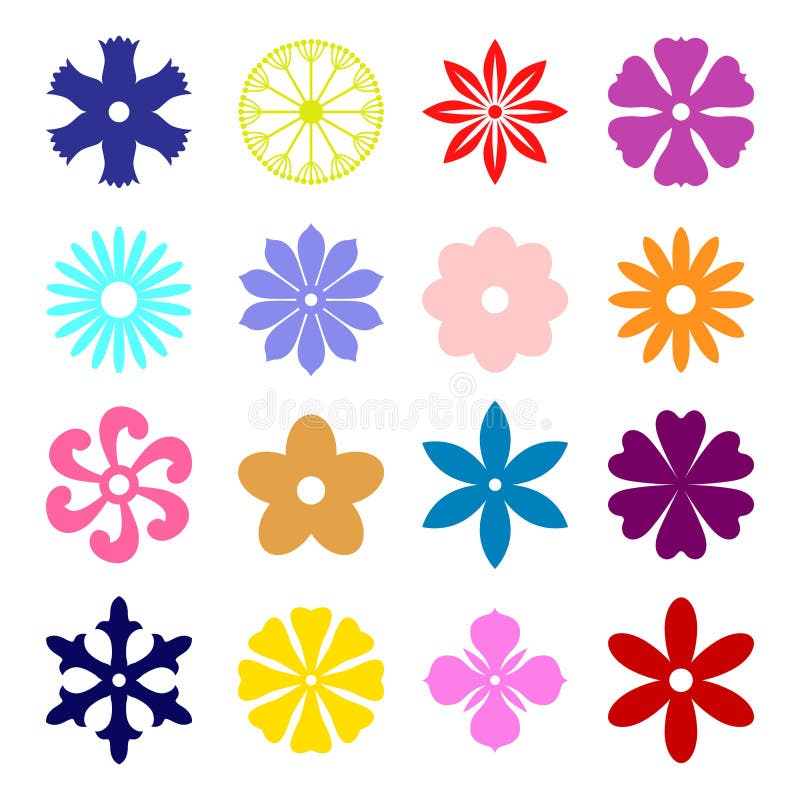 Fije la silueta de la flor multicolora ilustración del vector Fije la silueta de la flor multicolora ilustración del vector