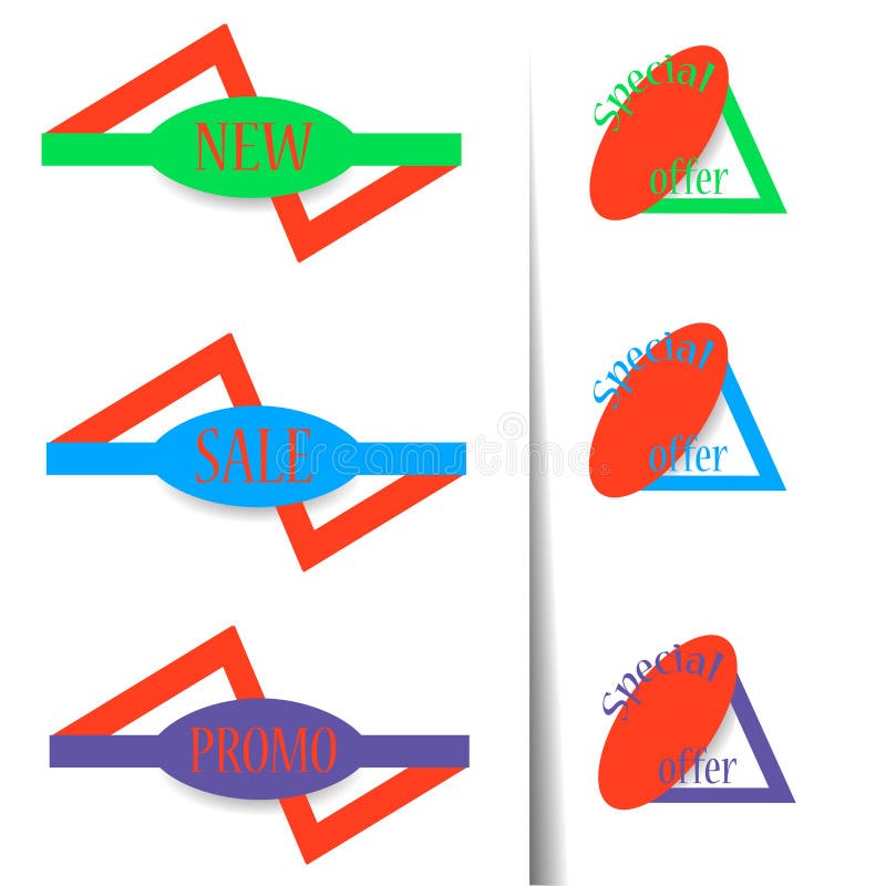Fije las etiquetas engomadas del vector, precio, bandera, etiqueta ilustración del vector Fije las etiquetas engomadas del vector, precio, bandera, etiqueta ilustración del vector
