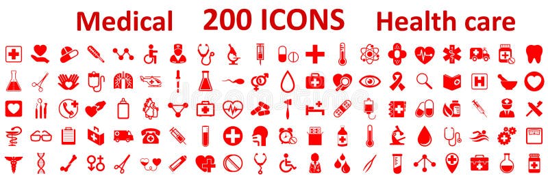 Fije los iconos planos de la medicina y de la salud Iconos médicos de la atención sanitaria de la colección