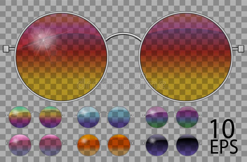 Fije los vidrios forma redonda de los teashades diverso color transparente rosa b anaranjado verde rojo amarillo púrpura azul del libre illustration