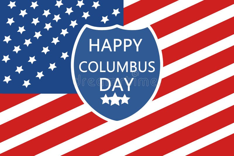 Fijne Columbus Dag op schild Illustratieschild op de achtergrond van de vlag van de Verenigde Staten Tegen stock foto's Fijne Columbus Dag op schild Illustratieschild op de achtergrond van de vlag van de Verenigde Staten Tegen stock foto's