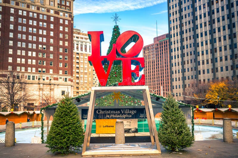 Philadelphia Love Park at Christmas time. Philadelphia Love Park at Christmas time