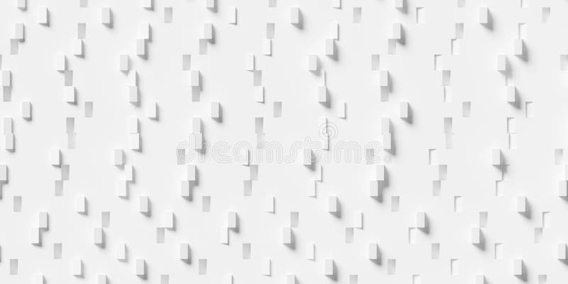 Filas de cubos aleatorios blancos escalados o matrices de cajas en fondo blanco abstracto moderno mínimo visualización de datos ci stock de ilustración
