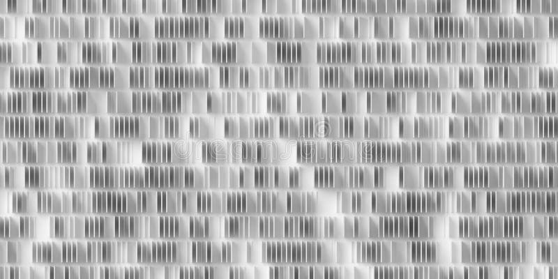Filas de cubos blancos y grises o matrices de cajas sobre fondo blanco abstracto moderno mínimo visualización de datos informática stock de ilustración