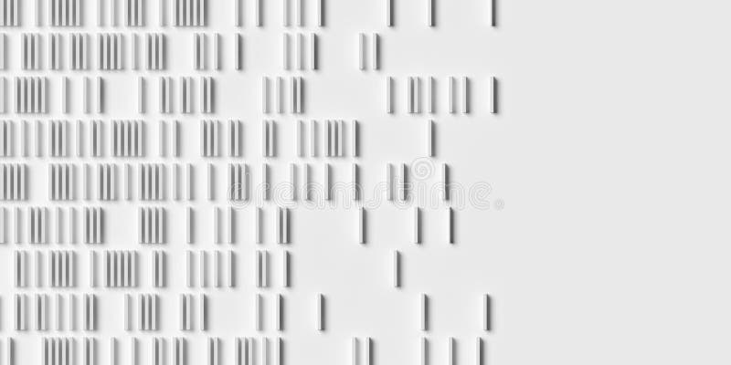 Filas de cubos o cajas de color blanco y gris sobre fondo blanco que desvanecen el ordenador de visualización de datos mínimo abst libre illustration
