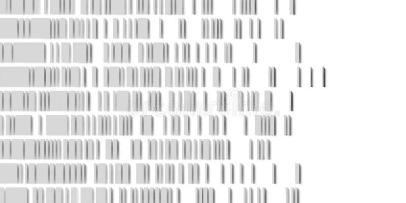 Filas de cubos o cajas escaladas aleatorias blancas y grises sobre fondo blanco que se desvanecen datos mínimos abstractos moderno libre illustration