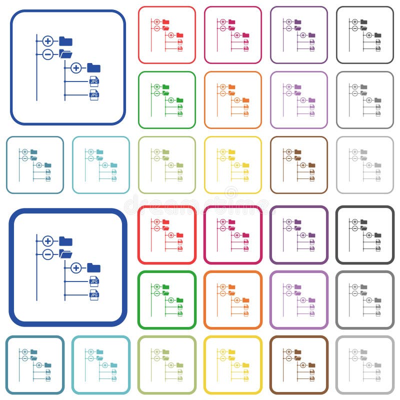 File browser with jpg files outlined flat color icons