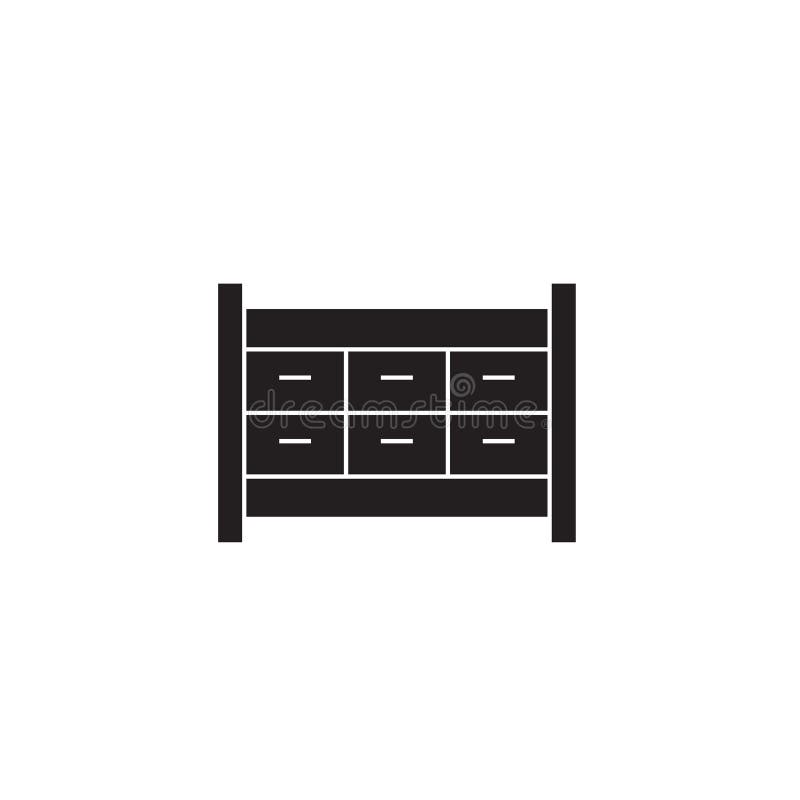 File Cabinet Drawer Black Vector Concept Icon File Cabinet Drawer