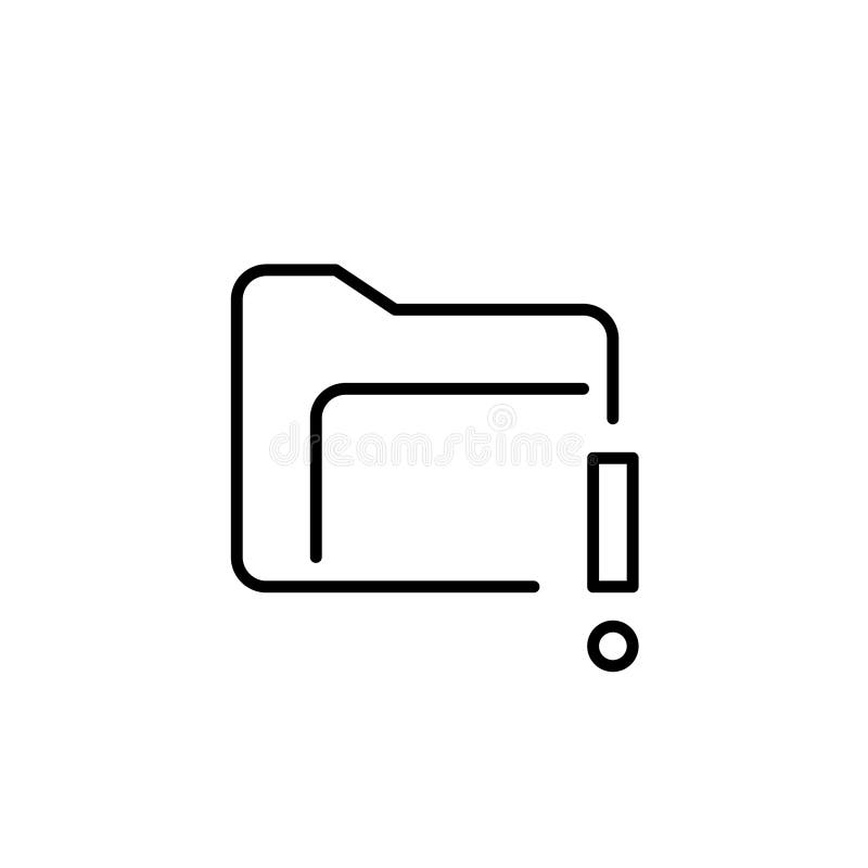 File folder and exclamation mark. System data problem warning. Security alert. Pixel perfect vector icon vector illustration