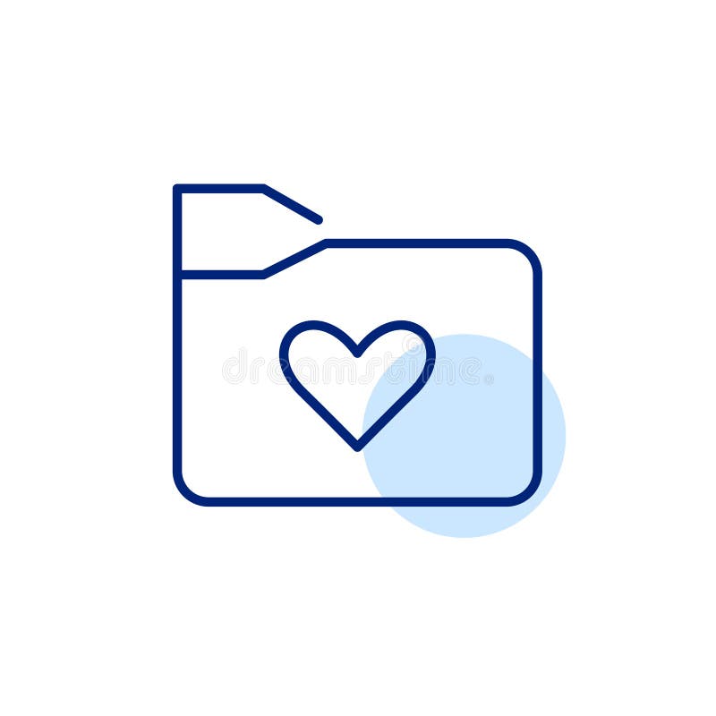 File folder with heart. Add documents to favorite. Pixel perfect, editable stroke icon vector illustration