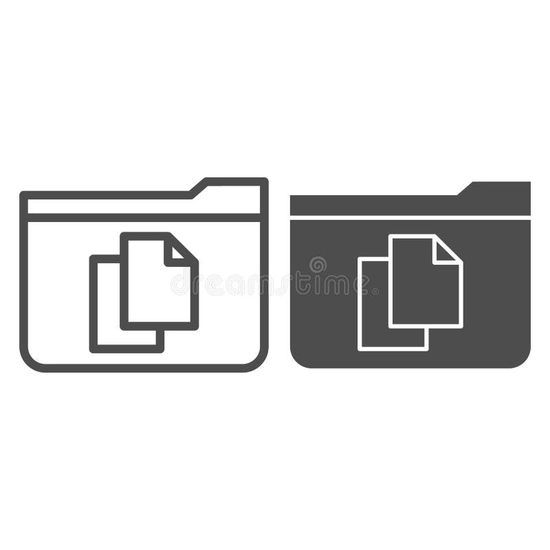 File folder line and glyph icon. Folder with documents vector illustration isolated on white. Computer folder outline stock illustration