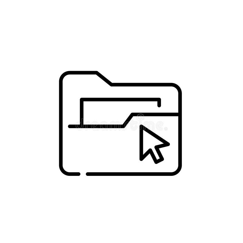 File folder and mouse click. Digital files access, management and interaction. Pixel perfect vector icon stock illustration