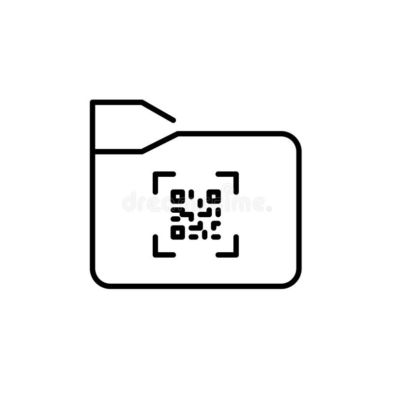 File folder and qr code. Fast digital document access, instant data retrieval. Pixel perfect vector icon royalty free illustration
