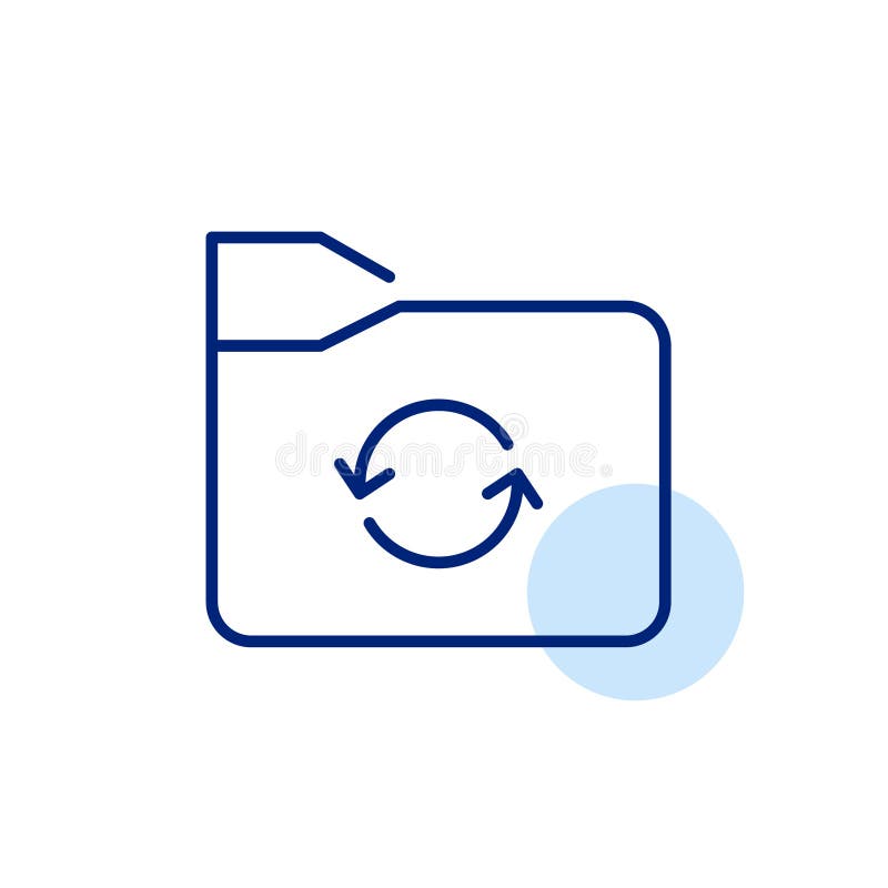 File folder and renew arrows. Seamless data synchronization and refresh, continuous auto save and cloud storage upload vector illustration