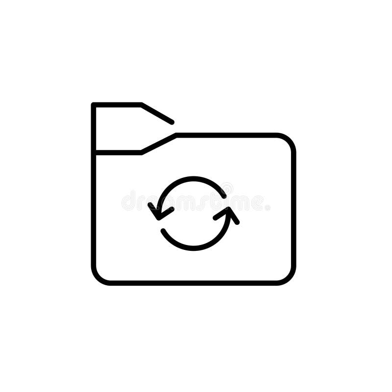 File folder and renew arrows. Seamless data synchronization and refresh, continuous auto save and cloud storage icon stock illustration