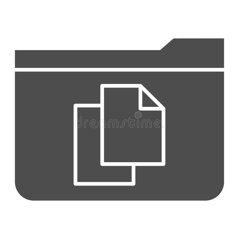 File folder solid icon. Folder with documents vector illustration isolated on white. Computer folder glyph style design stock illustration