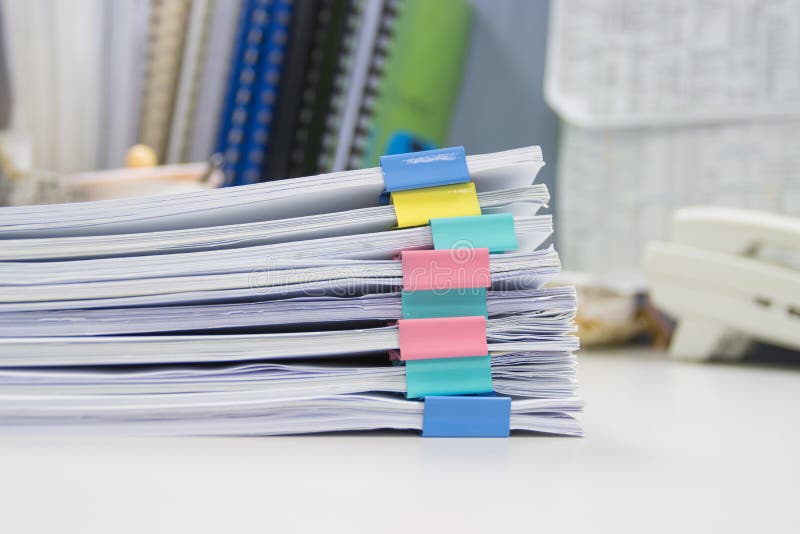 File Folder and Stack of Business Report Paper File Stock Image Image