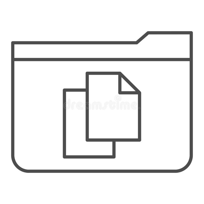 File folder thin line icon. Folder with documents vector illustration isolated on white. Computer folder outline style vector illustration