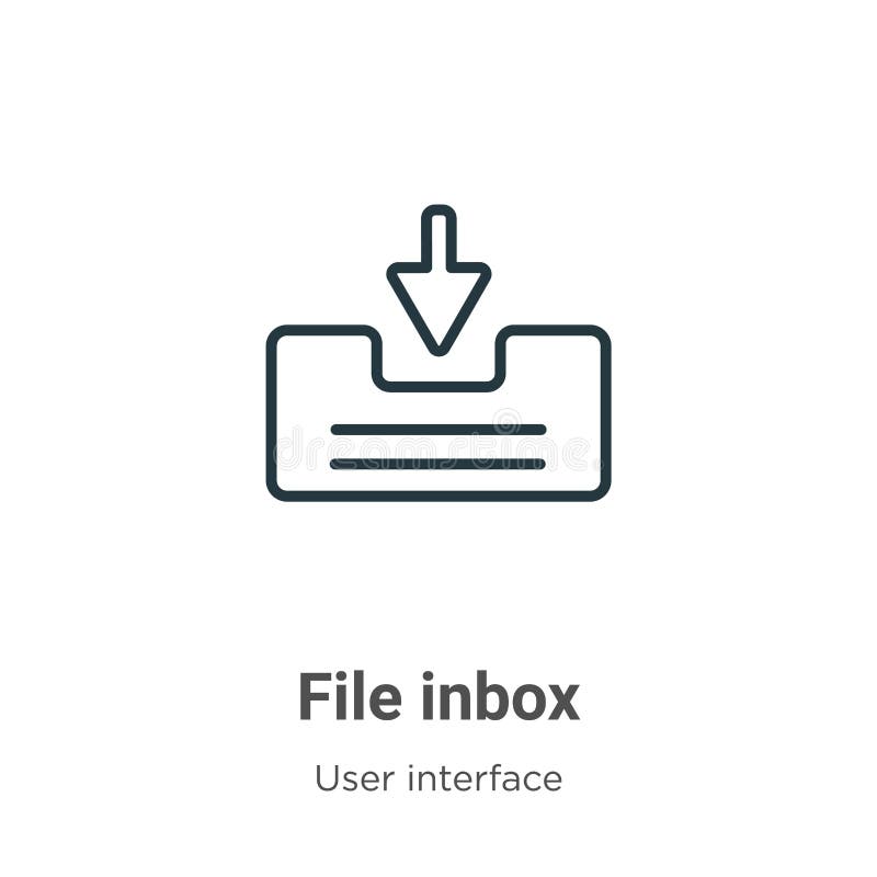 Outline File Inbox Vector Icon Isolated Black Simple Line Element