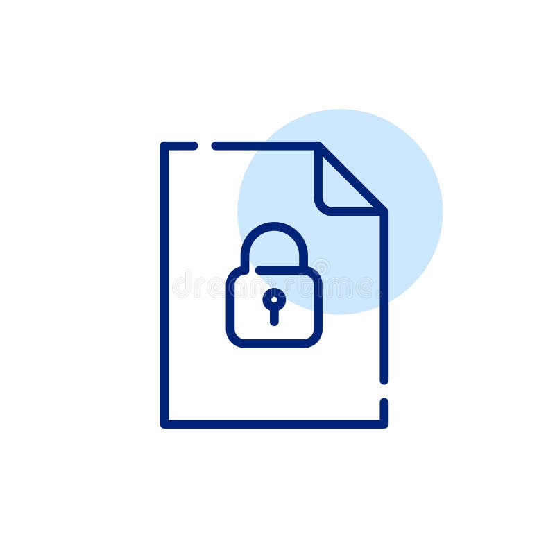 File and lock. Secure data protection. Pixel perfect, editable stroke vector illustration
