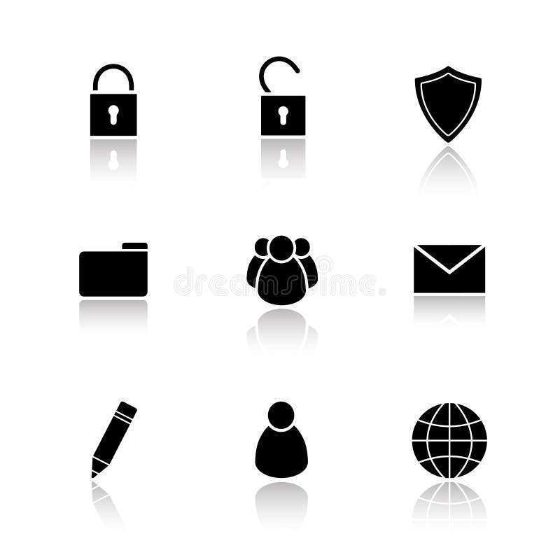 File manager drop shadow icons set stock illustration