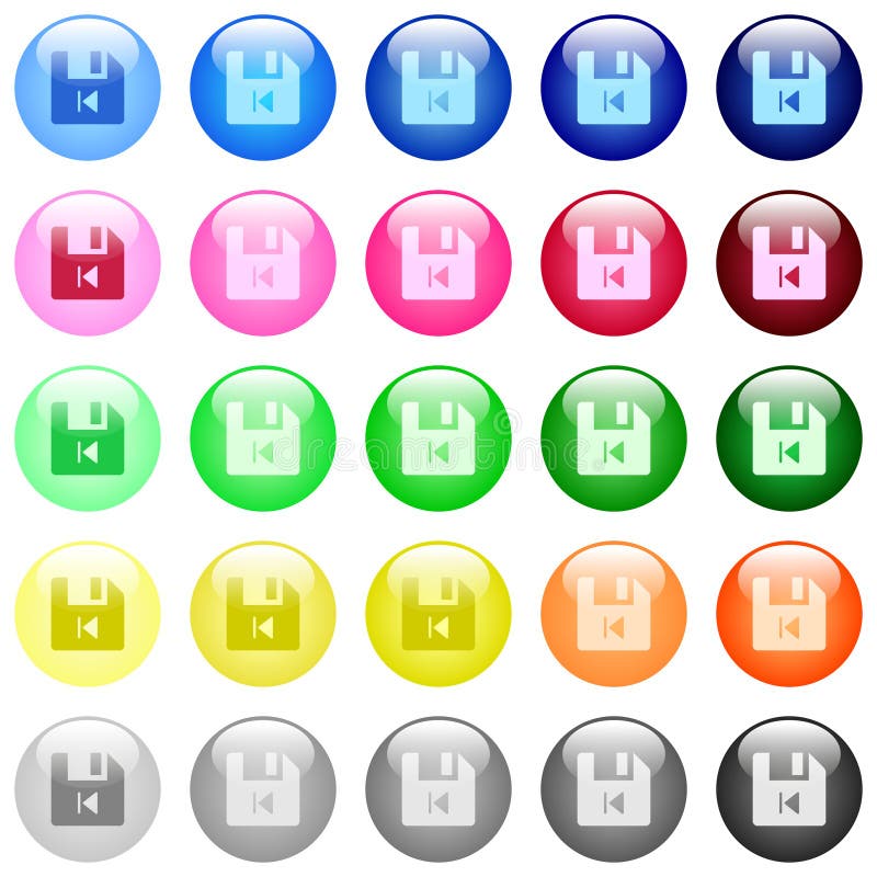 File previous icons in color glossy buttons vector illustration