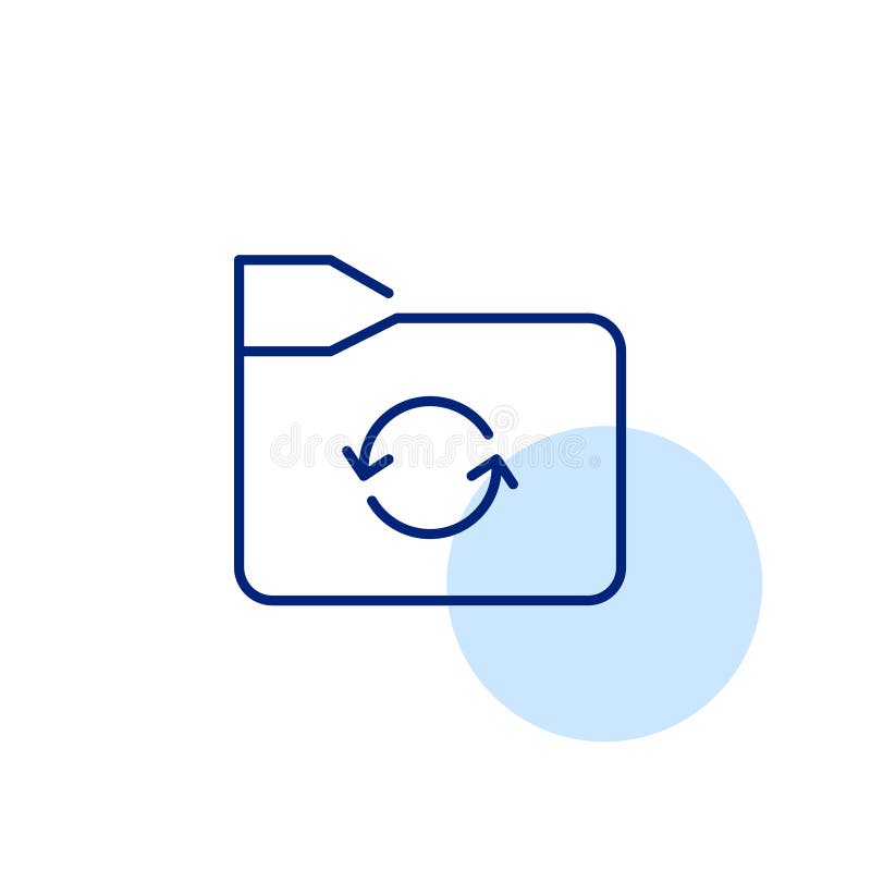 File with renewal arrows. Automatic file backup, dynamic storage with continuous synchronization. Pixel royalty free illustration
