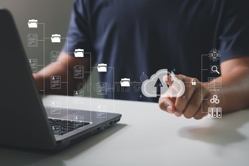 File sharing isometric. Exchange information and data with internet cloud technology. stock photos