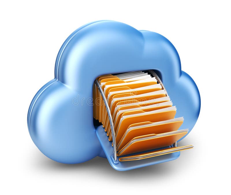 File storage in cloud. 3D computer icon isolated