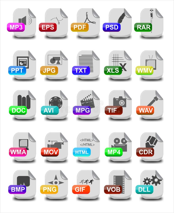 File type and extension icons vector illustration File type and extension icons vector illustration