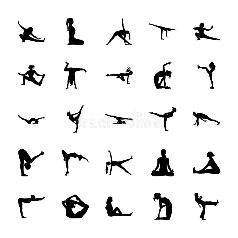 Yoga Solid Pictograms Pack stock vector. Illustration of jogging ...