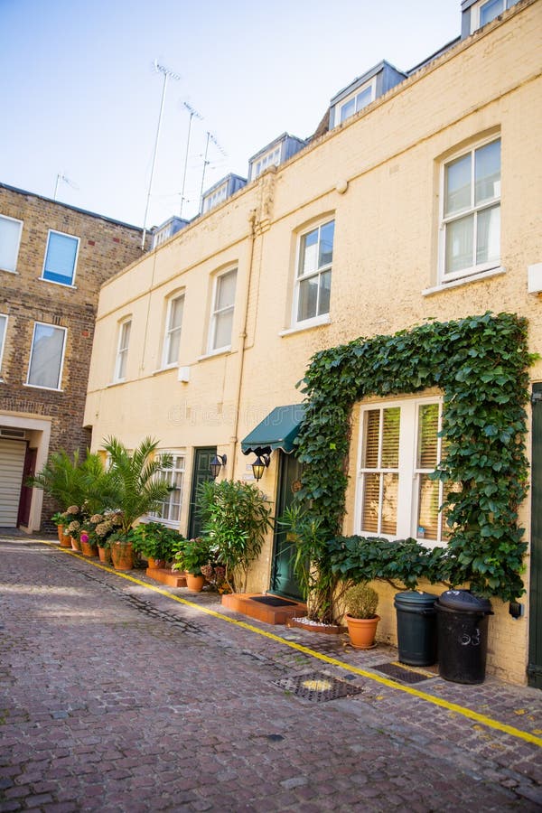 Casa Britânica Amarela Com Plantas Fora Das Janelas Imagem de Stock -  Imagem de londres, urbano: 204969287