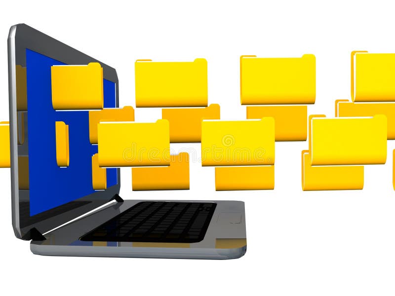 Files data traffic laptop transfer - 3d rendering royalty free illustration