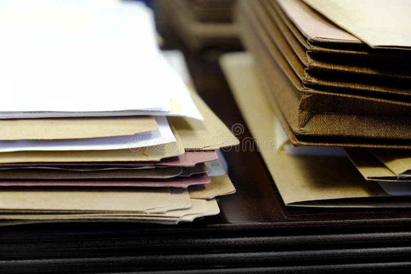 Files and Folders on Desk Work Busy Information stock image Files and Folders on Desk Work Busy Information stock image