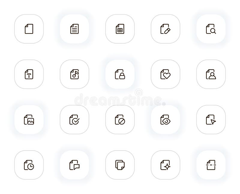 Files line icons set. Editable Stroke. 24x24 Pixel Perfect. Document, paper, data, contract, computer, letter, text and other buttons. Vector outline pictograms for web and ui, ux mobile app design.