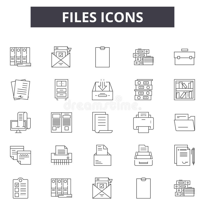 Files line icons for web and mobile design. Editable stroke signs. Files outline concept illustrations royalty free illustration.