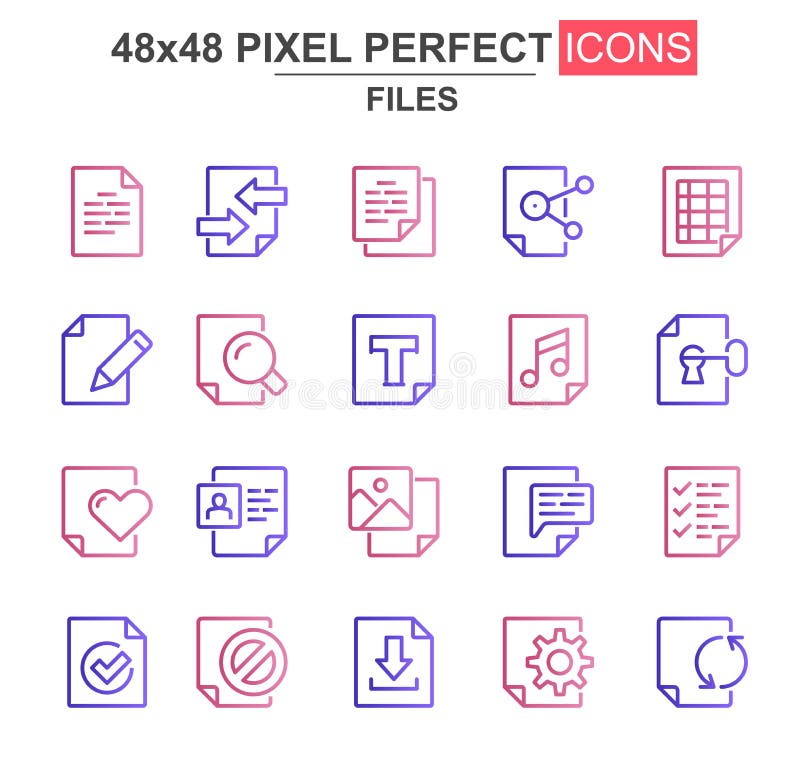Files thin line icon set. royalty free illustration