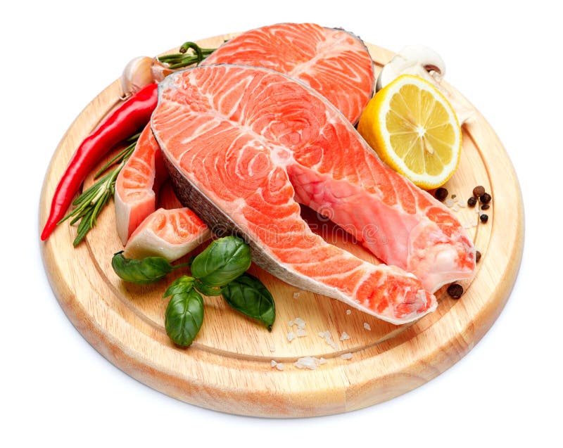 Filete de pescados rojo de color salmón crudo fresco fotografía de archivo Filete de pescados rojo de color salmón crudo fresco fotografía de archivo