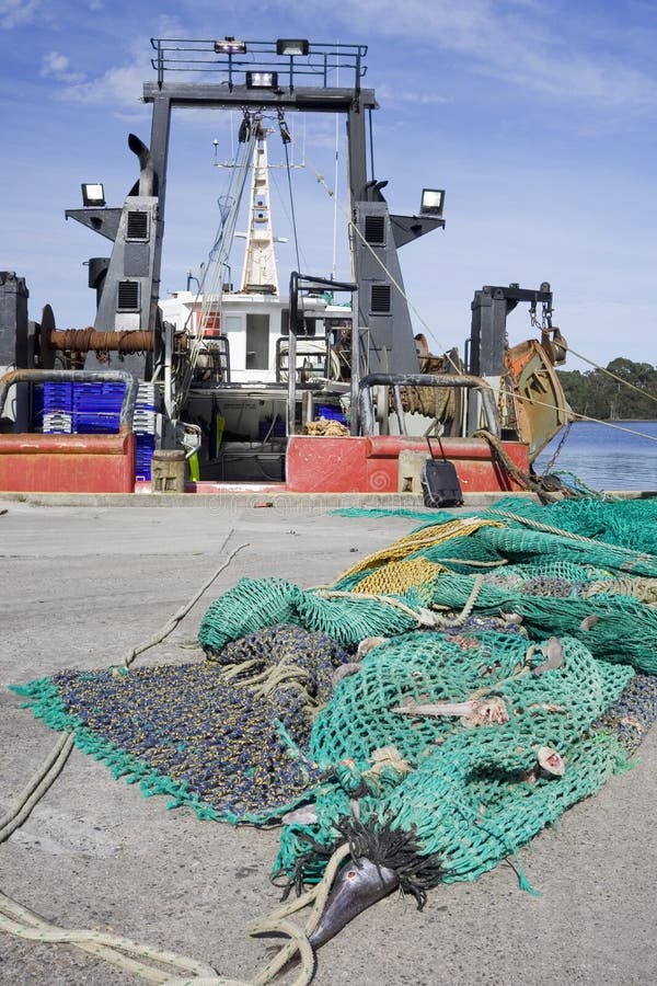 Filets de pêche de Strahan Tasmanie photos libres de droits Filets de pêche de Strahan Tasmanie photos libres de droits