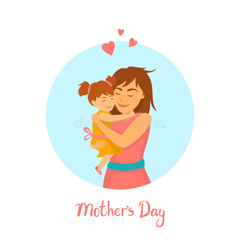 Filha pequena do bebê que abraça o dia da mãe feliz doce bonito da mamã ilustração royalty free Filha pequena do bebê que abraça o dia da mãe feliz doce bonito da mamã ilustração royalty free