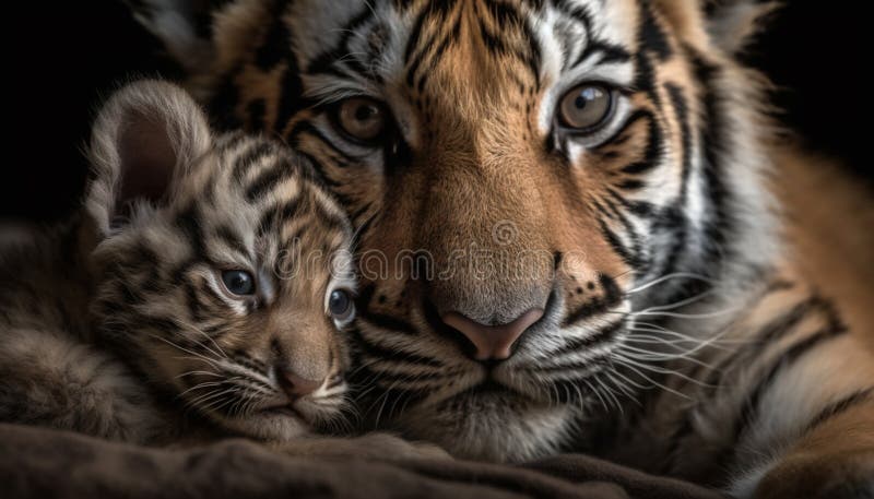 Há um tigre que está olhando para a câmera generativa ai