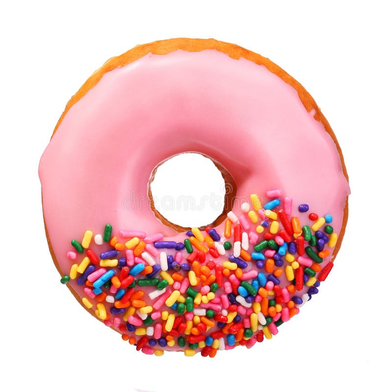 Donut com granulado isolado em fundo branco imagem de stock