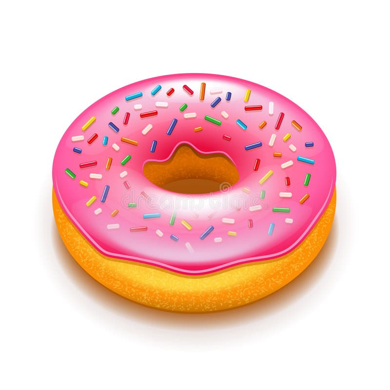 Rosquinha cor-de-rosa em vetor branco ilustração royalty free